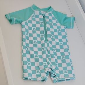 Disney Aqua Checkered Swimwear 6-9mo